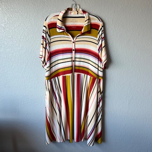 Torrid Striped Midi Dress with Button Detail - Picture 5 of 10